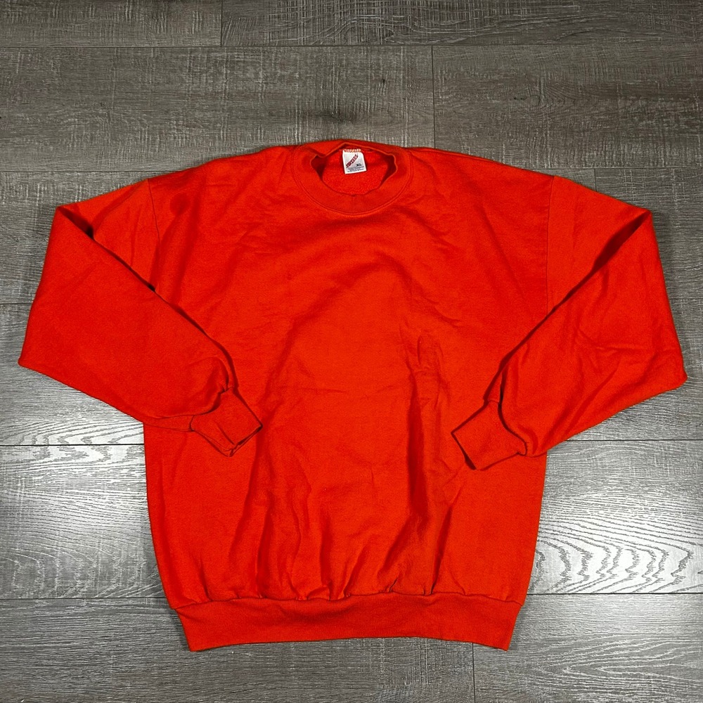 Vintage Jerzees Orange‎ Crewneck Sweatshirt Pullover Long Sleeve XL Made in USA